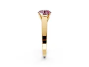 Solitaire Engagement Ring Setting for Fancy Pink Round Cut Center with Tapered Split Shoulders and Prong Head in Yellow Gold