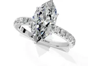 Solitaire Engagement Ring Setting for Marquise Center with Large Accent Band and Prong Head in Sterling Silver