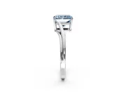 Solitaire Engagement Ring Setting for Fancy Blue Radiant Cut Center with Plain Bypass Twist Band and Prong Head in Sterling Silver
