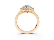 Starburst Halo Engagement Ring Setting for Heart-Shaped Center with Flat Cathedral Band and Prong Head in Rose Gold