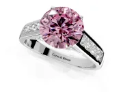 Solitaire Engagement Ring Setting for Fancy Pink Round Cut Center with Cathedral Channel Band and Prong Head in Platinum