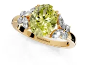 Solitaire Engagement Ring Setting for Fancy Yellow Oval Center with Marquise Flower Shoulders and Prong Head in Yellow Gold