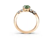 5 Stone Engagement Ring Setting for Fancy Green Oval Center with Plain Band and Prong Head in Rose Gold