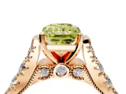 Solitaire Engagement Ring Setting for Fancy Yellow Radiant Cut Center with Pave Cathedral Shoulders and Prong Head in Rose Gold