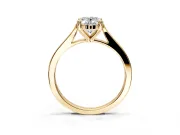 Solitaire Engagement Ring Setting for Oval Center with Tapered Shoulders and Prong Head in Yellow Gold