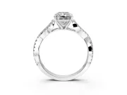 Solitaire Engagement Ring Setting for Radiant Cut Center with Twisted Pave Split Shank and Prong Head in Platinum