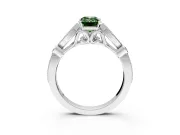 Solitaire Engagement Ring Setting for Fancy Green Emerald Cut Center with Marquise and Bezel Accents and Prong Head in Platinum