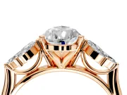 Floral Cluster Engagement Ring Setting for Pear-Shaped Center with Marquise Accents and Prong Head in Rose Gold