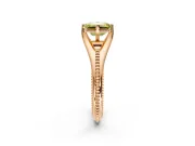 Solitaire Engagement Ring Setting for Fancy Yellow Emerald Cut Center with Milgrain Cathedral Band and Prong Head in Rose Gold