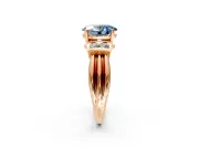Solitaire Engagement Ring Setting for Fancy Blue Oval Center with Grooved Bar Accent Band and Prong Head in Rose Gold