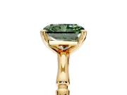 Solitaire Engagement Ring Setting for Fancy Green Radiant Cut Center with Bamboo Band and Prong Head in Yellow Gold