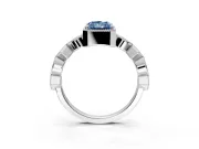 Milgrain Bezel Engagement Ring Setting for Fancy Blue Radiant Cut Center with Marquise Stations and Bezel Head in Sterling Silver