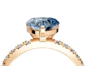 Solitaire Engagement Ring Setting for Fancy Blue Heart-Shaped Center with Fine Pave Band and Claw Prong Head in Rose Gold