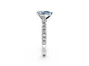 Solitaire Engagement Ring Setting for Fancy Blue Pear-Shaped Center with Single Row Accent Band and Prong Head in Platinum