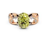 Solitaire Engagement Ring Setting for Fancy Yellow Oval Center with Criss-Cross Accent Band and Prong Head in Rose Gold