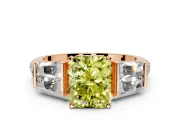 Channel-Set Engagement Ring Setting for Fancy Yellow Radiant Cut Center with Baguette Band and Prong Head in Rose Gold