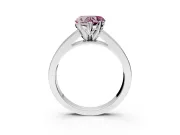Solitaire Engagement Ring Setting for Fancy Pink Heart-Shaped Center with Princess Cut Channel Band and Prong Head in Sterling Silver