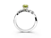 Solitaire Engagement Ring Setting for Fancy Yellow Emerald Cut Center with Marquise Accent Twist Band and Prong Head in Platinum