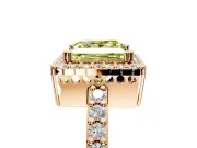 Halo Engagement Ring Setting for Fancy Yellow Princess Cut Center with Inner Milgrain Border and Prong Head in Rose Gold
