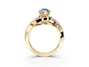 Halo Engagement Ring Setting for Fancy Blue Marquise Center with Marquise and Pave Bypass Band and Prong Head in Yellow Gold