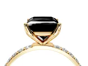 Solitaire Engagement Ring Setting for Fancy Black Princess Cut Center with Fine Pave Accents and Prong Head in Yellow Gold