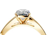 Solitaire Engagement Ring Setting for Emerald Cut Center with Princess Cut Channel Band and Prong Head in Yellow Gold