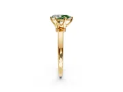 Solitaire Engagement Ring Setting for Fancy Green Pear-Shaped Center with Plain Band and Tulip Prong Head in Yellow Gold