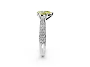 Solitaire Engagement Ring Setting for Fancy Yellow Pear-Shaped Center with Multi-Row Accents and Prong Head in Sterling Silver