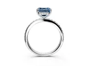 Solitaire Engagement Ring Setting for Fancy Blue Asscher Cut Center with Fine Pave Band and Prong Head in Platinum
