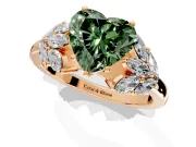 Leaf Cluster Engagement Ring Setting for Fancy Green Heart-Shaped Center with Marquise Accents and Prong Head in Rose Gold