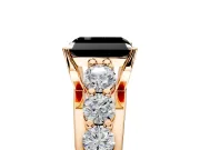 Solitaire Engagement Ring Setting for Fancy Black Radiant Cut Center with Graduated Shared Prongs and Prong Head in Rose Gold