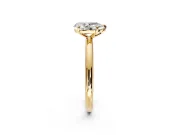 Low-Set Solitaire Engagement Ring Setting for Pear-Shaped Center with Thin Plain Band and Prong Head in Yellow Gold