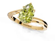 Solitaire Engagement Ring Setting for Fancy Yellow Pear-Shaped Center with Plain Bypass Twist Band and Prong Head in Yellow Gold