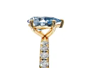 Solitaire Engagement Ring Setting for Fancy Blue Pear-Shaped Center with Micro Pave Band and Prong Head in Yellow Gold