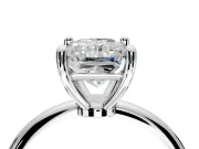 Minimalist Solitaire Engagement Ring Setting for Radiant Cut Center with Thin Band and Prong Head in White Gold
