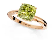 Solitaire Engagement Ring Setting for Fancy Yellow Cushion Cut Center with Plain Bypass Twist Band and Prong Head in Rose Gold