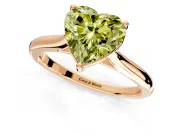 Solitaire Engagement Ring Setting for Fancy Yellow Heart-Shaped Center with Narrow Cathedral Band and Prong Head in Rose Gold