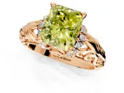 Solitaire Engagement Ring Setting for Fancy Yellow Radiant Cut Center with Filigree Accent Basket and Prong Head in Rose Gold