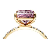 Solitaire Engagement Ring Setting for Fancy Pink Princess Cut Center with Pave Accents and Prong Head in Yellow Gold