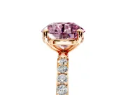 Solitaire Engagement Ring Setting for Fancy Pink Round Cut Center with Pave Accents and Prong Head in Rose Gold