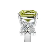 Floral Engagement Ring Setting for Fancy Yellow Asscher Cut Center with Marquise Cluster Shoulders and Prong Head in Platinum