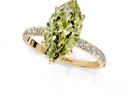 Solitaire Engagement Ring Setting for Fancy Yellow Marquise Center with Pave Accents and Prong Head in Yellow Gold
