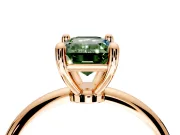 Minimalist Solitaire Engagement Ring Setting for Fancy Green Emerald Cut Center with Thin Band and Prong Head in Rose Gold