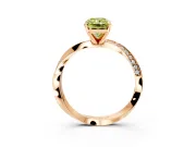 Side Accent Engagement Ring Setting for Fancy Yellow Radiant Cut Center with Accent Shoulders and Prong Head in Rose Gold
