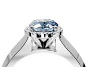 Halo Engagement Ring Setting for Fancy Blue Oval Center with Knife Ridge Cathedral Band and Prong Head in White Gold