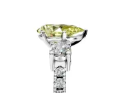 3 Stone Engagement Ring Setting for Fancy Yellow Pear-Shaped Center with Round Cut Side Accents and Prong Head in Platinum