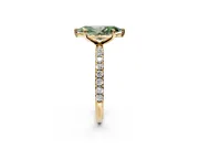 Solitaire Engagement Ring Setting for Fancy Green Marquise Center with Micro Pave Band and Prong Head in Yellow Gold