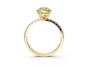Solitaire Engagement Ring Setting for Fancy Yellow Cushion Cut Center with Fine Pave Narrow Band and Prong Head in Yellow Gold