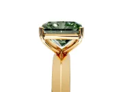 Solitaire Engagement Ring Setting for Fancy Green Radiant Cut Center with Wide Knife Ridge Band and Prong Head in Yellow Gold