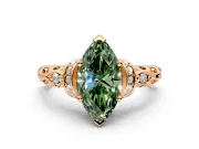 Solitaire Engagement Ring Setting for Fancy Green Marquise Center with Filigree Band and Prong Head in Rose Gold